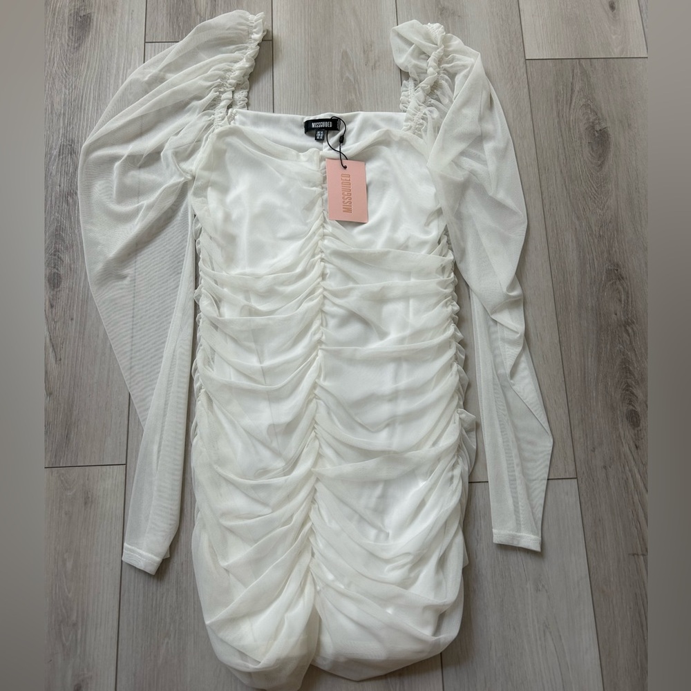NWT Missguided White Ruched Mini Dress